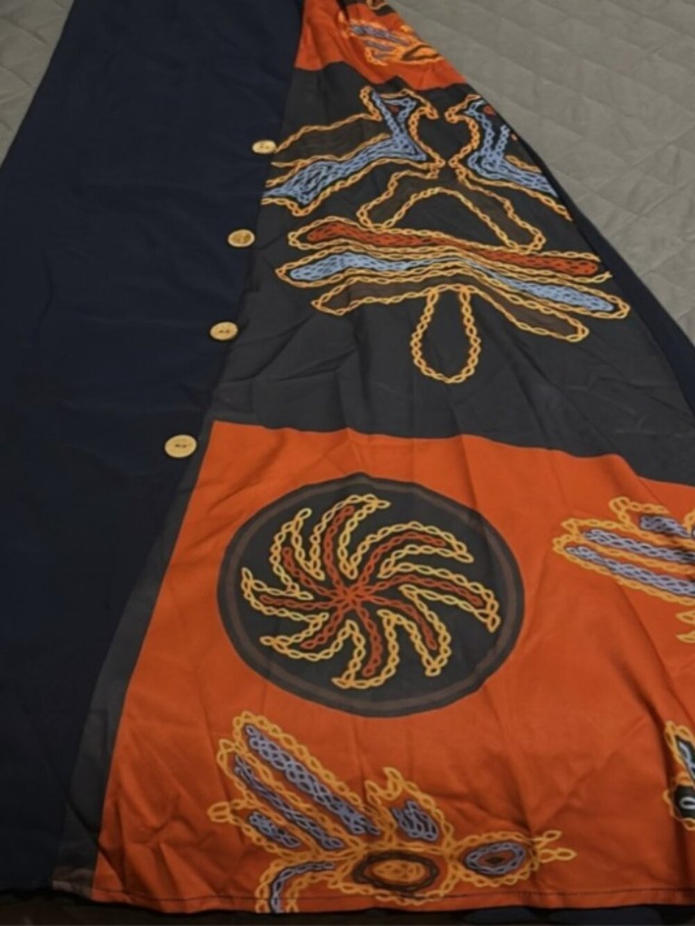 Women's Navy Maxi Dress with Decorative Nautical Print Panel - Picture 3 of 4